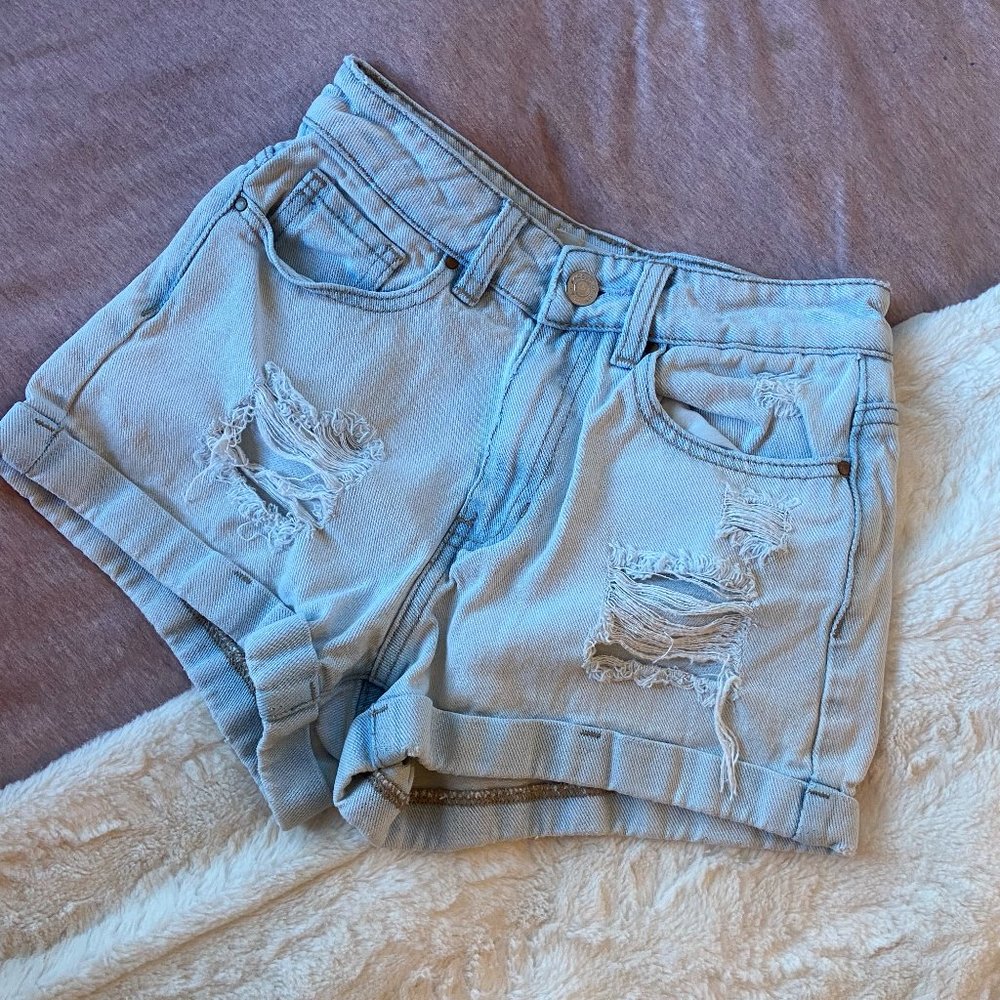 Pacsun light wash denim high waisted mom shorts